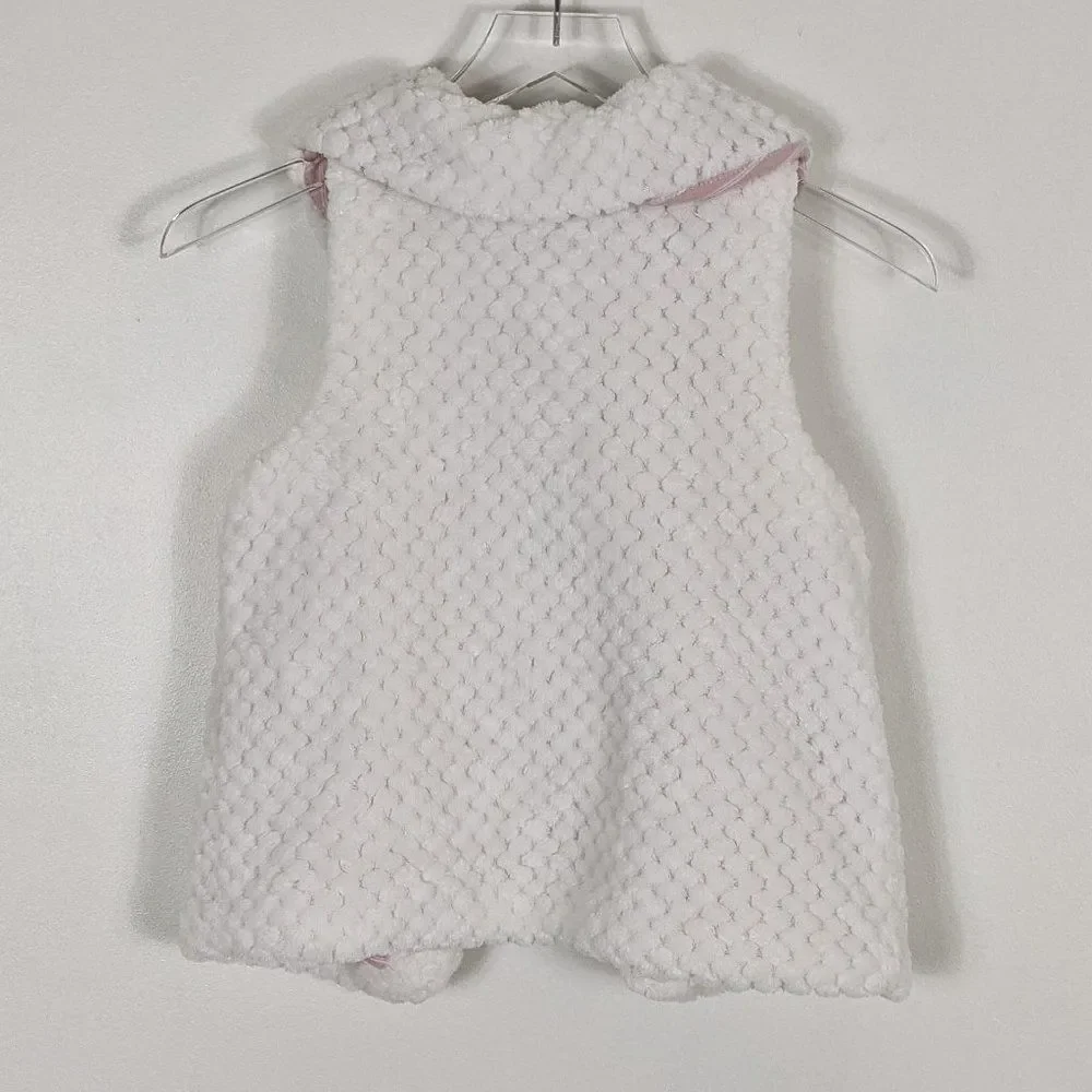 Tahari Faux Fur Toddler Girl Furry Vest Size 5 Cream
